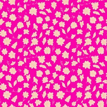 Flowers on pink, seamless pattern design, repeating background Illustrazione stock