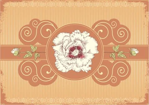 Flowers postcard with peonies Stock Illustration