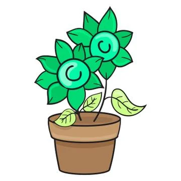 Flowers in the pot flat design Stock Illustration