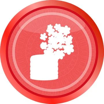 Flowers in pot icon, web app button isolated on white Stock Illustration