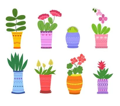 Flowers in pots Stock Illustration