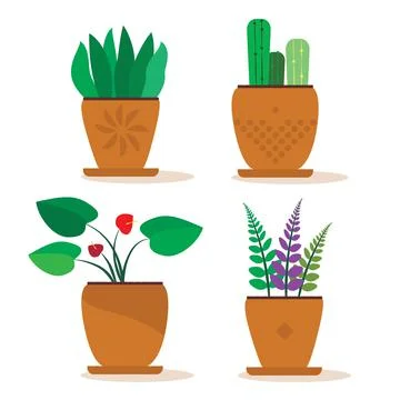 Flowers in pots Stock Illustration