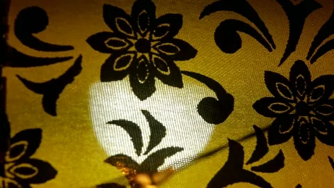 Flowers print texture of cloth. Elegant Red and Yellow Colors and Black print Stock Footage 171772891