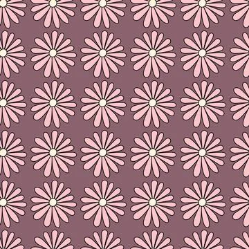 Flowers. Repeating pattern. Seamless floral print. Burgundy background. Stock Illustration