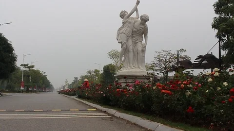 Flowers on the road Stock Footage 91276227