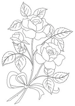 Flowers rose, contour Stock Illustration