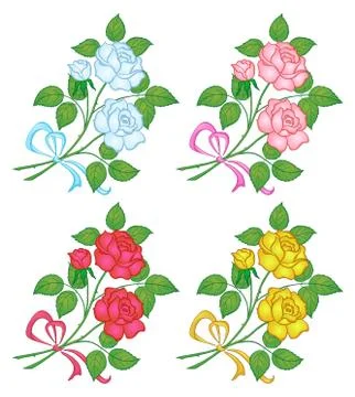 Flowers rose, set Stock Illustration