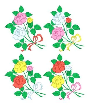 Flowers rose, set Stock Illustration