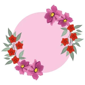 Flowers round frame Stock Illustration