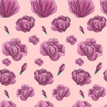Flowers Seamless Pattern Background Stock Illustration
