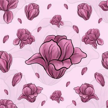 Flowers Seamless Pattern Background Stock Illustration