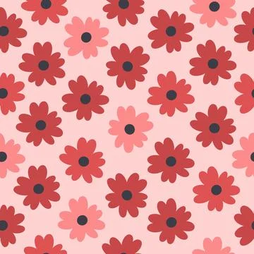 Flowers seamless pattern. Flat and hand drawn texture for wallpaper, textile 스톡 일러스트