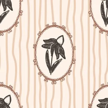 Flowers seamless pattern. floral stencil on vintage frames allover background. Stock Illustration