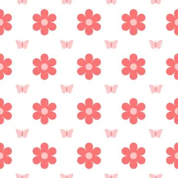 Flowers seamless pattern. Flowers pattern. Colorful flowers pattern. Flower.. Stock Illustration