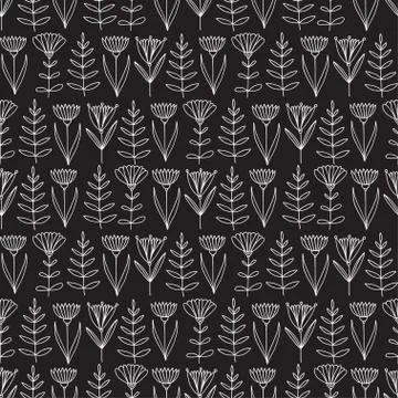 Flowers seamless pattern. Hand drawn nature background. Floral pattern decora Stock Illustration