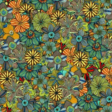 Flowers seamless pattern Stock Illustration