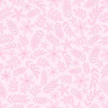 Flowers seamless pattern with leaves. Line style. Hand-drawn. Doodle. Stock Illustration