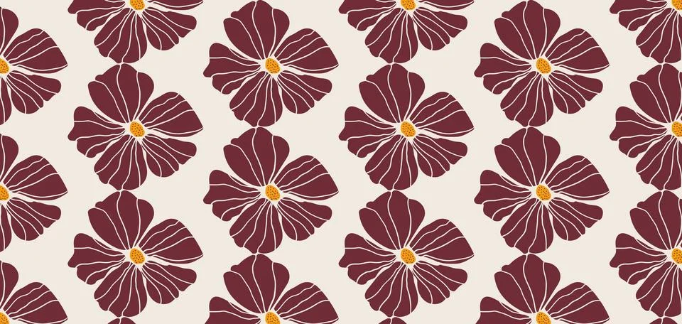 Flowers seamless pattern. Pastel boho background in minimalist. Suit for pr.. Stock Illustration