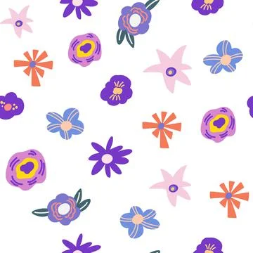 Flowers seamless pattern. Spring floral background. Creative blooming texture Stock Illustration