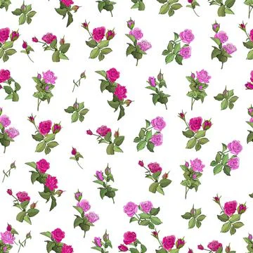 Flowers seamless pattern. Vector hand drawn illustration of roses. For textil Stock Illustration