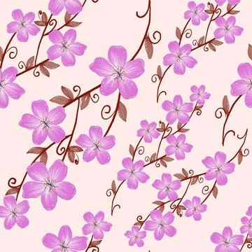 Flowers Seamless Pattern Vector Illustrazione stock