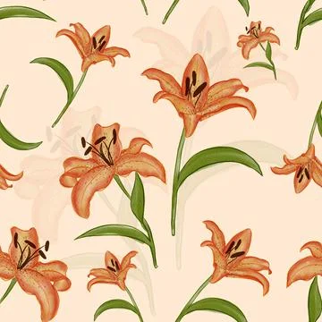 Flowers Seamless Pattern Vector Stock Illustration
