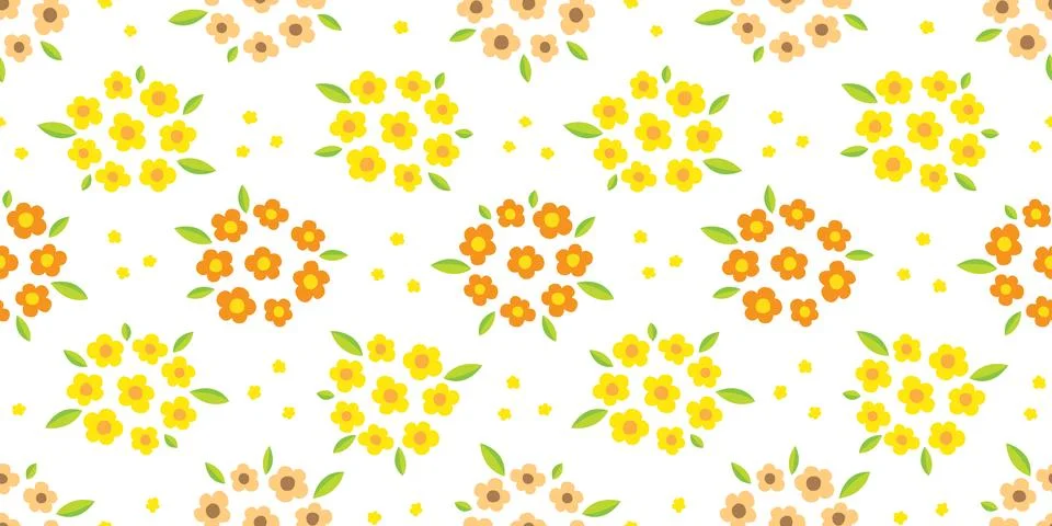 Flowers Seamless Pattern vector leaf isolated wallpaper background Stock Illustration