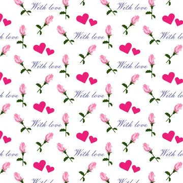 Flowers seamless pattern on white background. Illustrazione stock