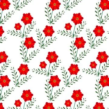 Flowers seamless pattern on white background. Stock Illustration