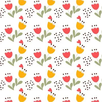 Flowers seamless pattern on white background. Stock Illustration