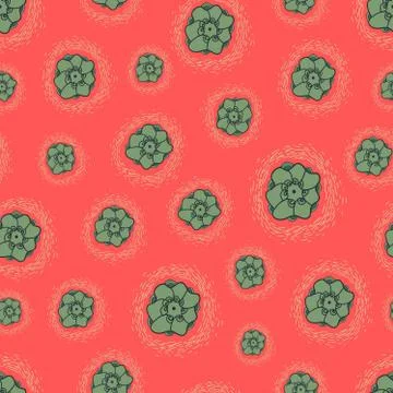 Flowers seamless texture on red background. Vector backdrop. Stock Illustration