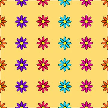 Flowers seamless on yellow background vector Stock Illustration