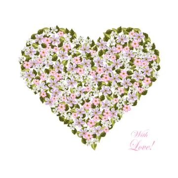 Flowers in the shape of a heart Illustrazione stock