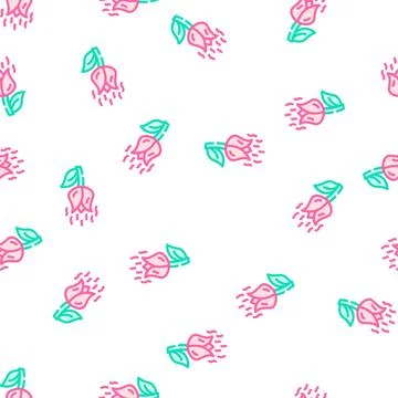 Flowers smell vector seamless pattern line Stock Illustration