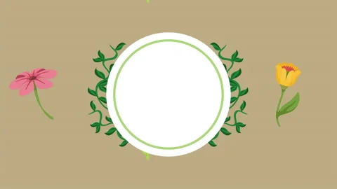 Flowers spring season pattern and circular frame Stock Footage 232227740