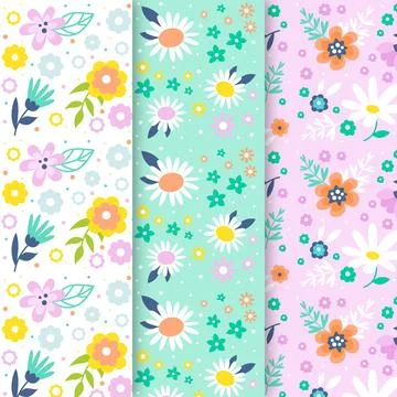 Flowers of spring season seamless pattern collection Stock Illustration