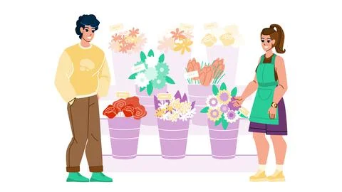 Flowers stall vector Illustrazione stock