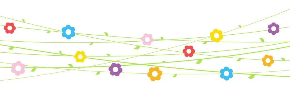 Flowers on strings background for spring Stock Illustration
