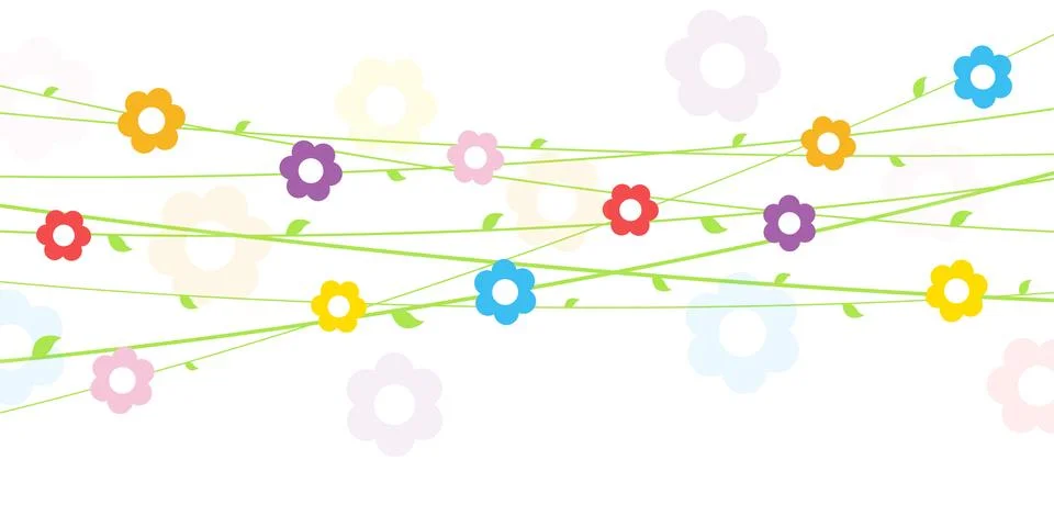 Flowers on strings background for spring Stock Illustration