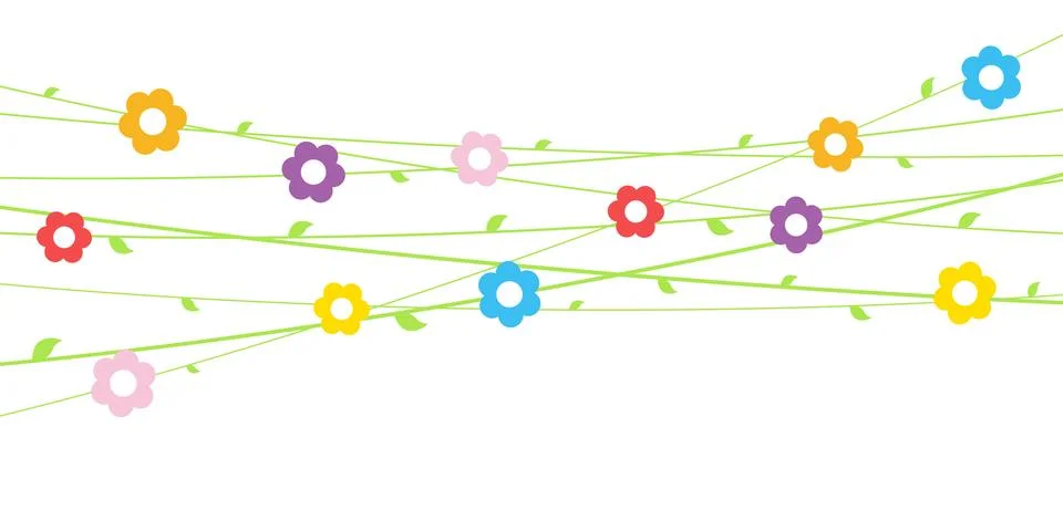 Flowers on strings background for spring Stock Illustration