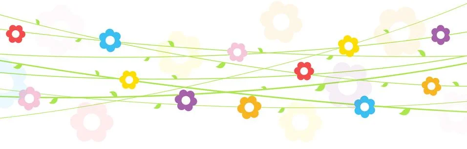 Flowers on strings background for spring Stock Illustration