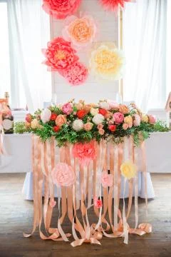 Flowers on the table in bright hall Stock Photos