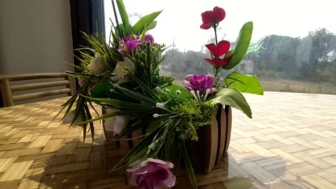 Flowers On The Table In Café For Lovely Breakfast Mood Stock Footage 194622492