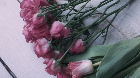 Flowers on table Stock Footage 128138762