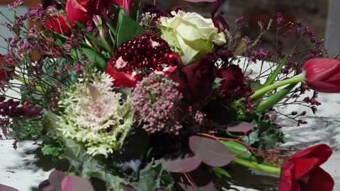 Flowers on the table Stock Footage 163566704