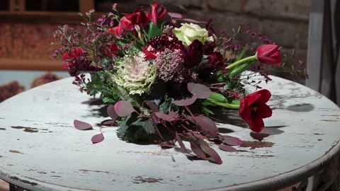 Flowers on the table Stock Footage 163566709