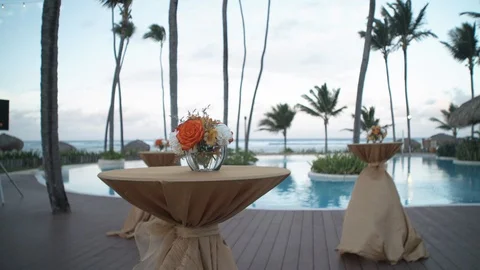 Flowers on tables Stock Footage 113363425