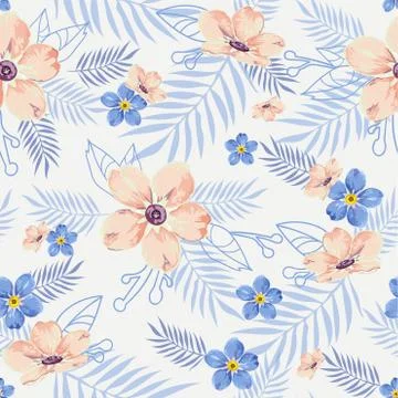 Flowers themed Repeating Pattern. Ilustración de archivo