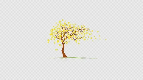 Flowers tree growing and leaf flying icon loop Animation video transparent .. Stock Footage 236836210