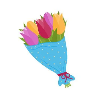 Flowers tulips in an envelope, isolated vector illustration Illustrazione stock